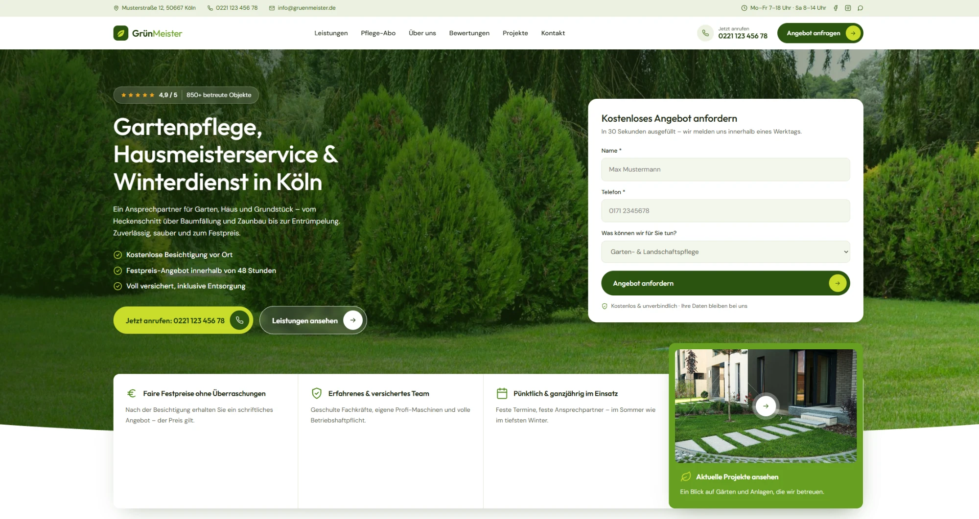 Beispiel-Website: Gartenpflege & Hausmeisterservice