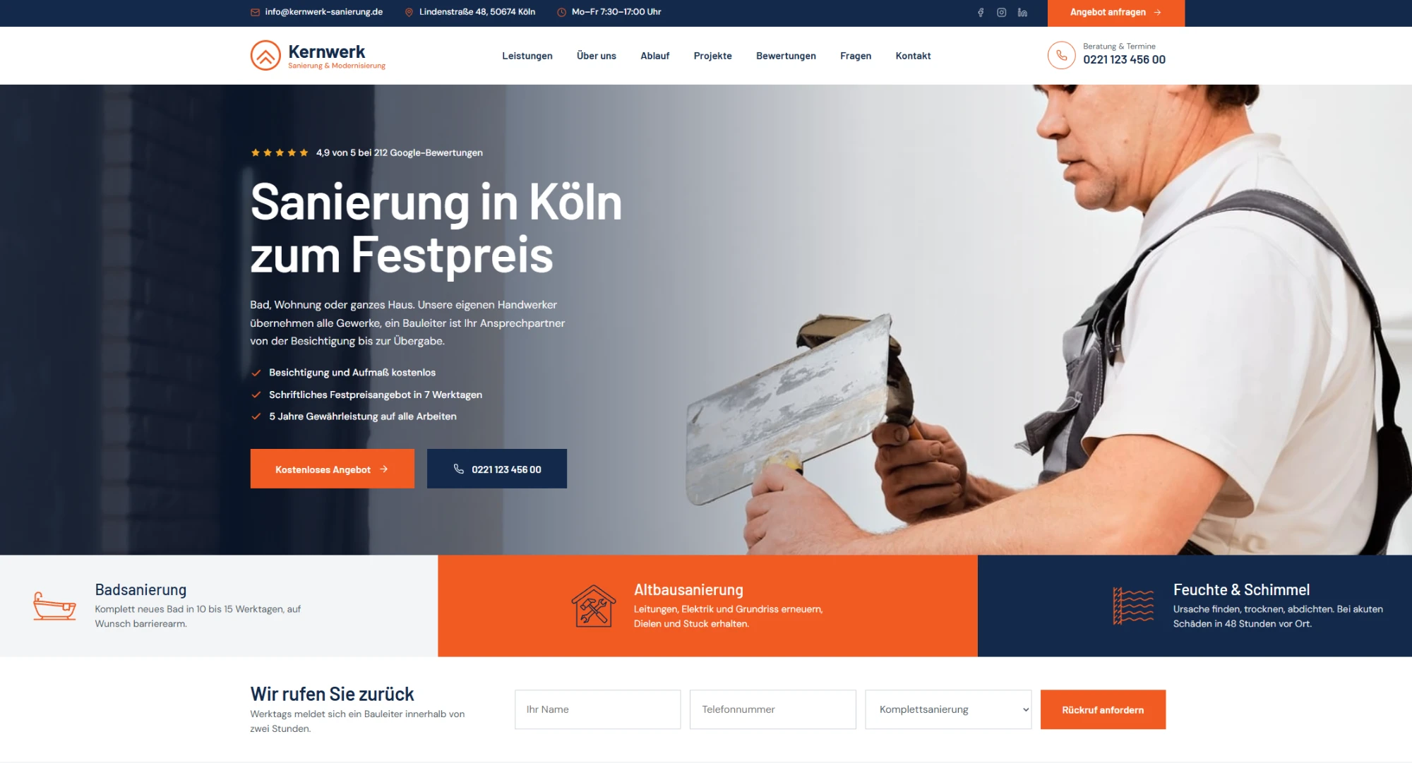 Beispiel-Website: Sanierung & Modernisierung